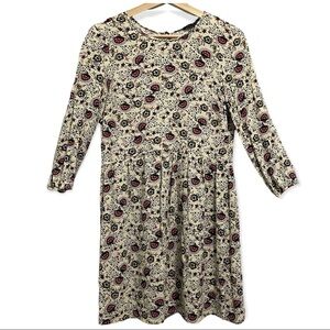 Zara Boho Mini Dress Floral Print Swing Dress 3/4 Sleeves Womens Small S